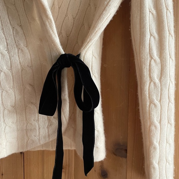 Ralph Lauren Black Label cashmere cable knit shawl collar tie sweater - Picture 2 of 5